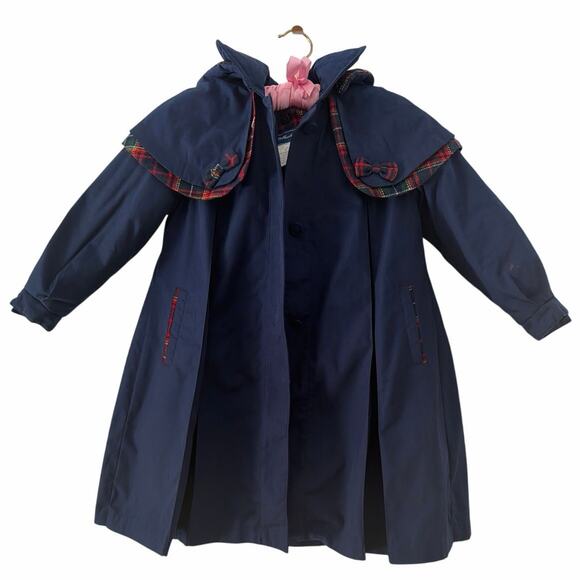 Rothschild toddlers girls pea coat jacket hoodie lined navy blur buttons sz5 - Picture 9 of 16
